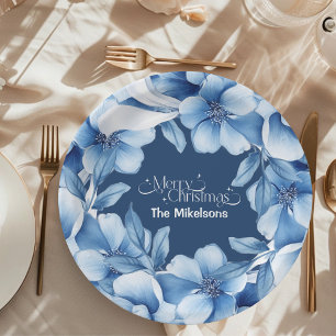 Chinoiserie Chic Blue Christmas Paper Plates