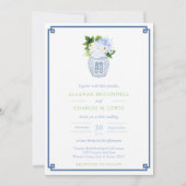 Chinoiserie Chic Blue & Green Ginger Jar Wedding Invitation (Front)