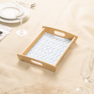 Chinoiserie Chic Blue & White Ginger Jar Monogram Serving Tray