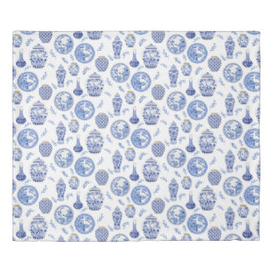 Chinoiserie Chic Blue White Ginger Jars Vintage Duvet Cover