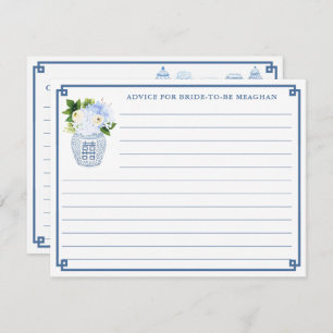 Chinoiserie Chic Blue & White Wedding Advice Card