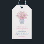 Chinoiserie Chic Blush and Navy Wedding Shower Gif Gift Tags<br><div class="desc">Blue and white ginger jar vase filled with cherry blossom stems. Elements handpainted by me in watercolor. The reverse side as a "Greek Key" pattern backer. You can change the contrast color (shown here as a dark blue) to any color you like by entering the design tool (underneath the text...</div>