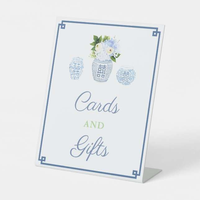 Chinoiserie Chic Cards And Gifts Wedding Shower Pedestal Sign (Front)