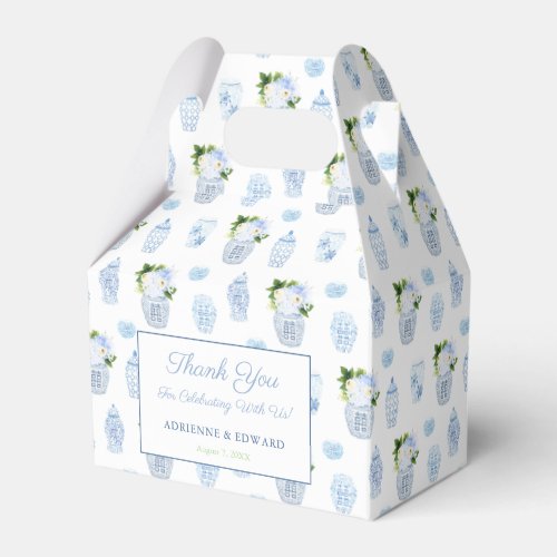 Chinoiserie Chic Chartreuse Navy Wedding Shower Favor Boxes