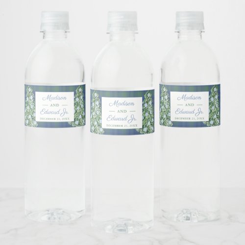 Chinoiserie Chic Christmas Tree Wedding Shower Water Bottle Label