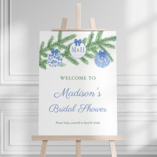 Chinoiserie Chic Christmas Wedding Shower Welcome Foam Board