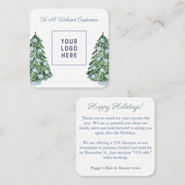 Chinoiserie Chic Company Logo Merry Christmas Note Card (Front/Back)