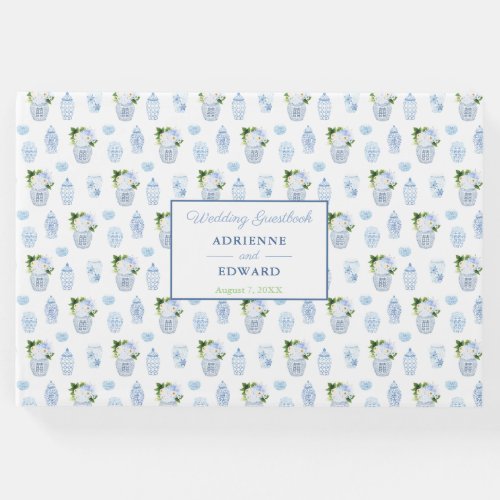 Chinoiserie Chic Double Happiness Jars Wedding Guest Book