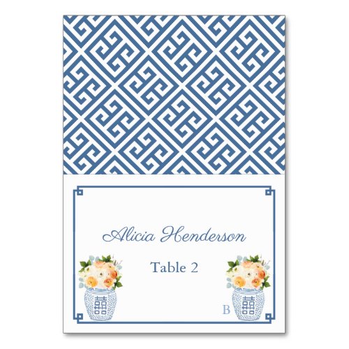 Chinoiserie Chic Fall Flowers Wedding Place Card