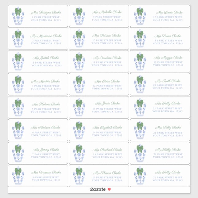 Chinoiserie Chic Holiday Cards Address Sticker (Sheet)