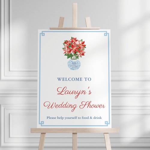 Chinoiserie Chic Holidays Wedding Shower Welcome  Foam Board