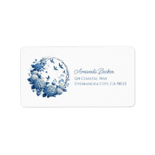 Chinoiserie Chic, Hydrangeas and Bluebirds Wreath  Label