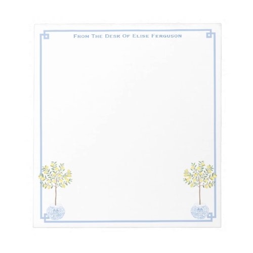 Chinoiserie Chic Lemon Tree Classic Ladys Desk  Notepad