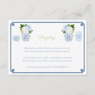 Chinoiserie Chic Navy & Green Wedding Registry Enclosure Card