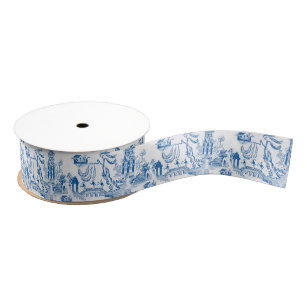 Chinoiserie Chic Pagoda   Blue and White Grosgrain Ribbon