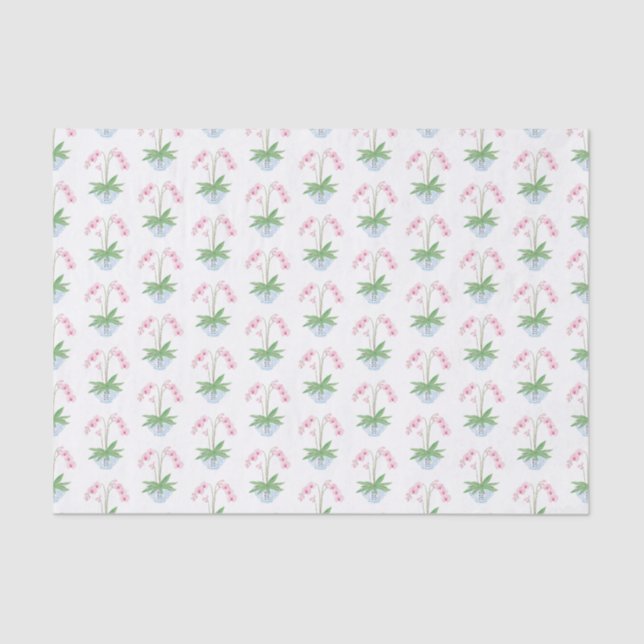 Chinoiserie Chic Pink Orchid Ginger Jar Planter Tissue Paper (Front)