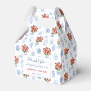 Chinoiserie Chic Poinsettia Christmas Wedding Favor Boxes