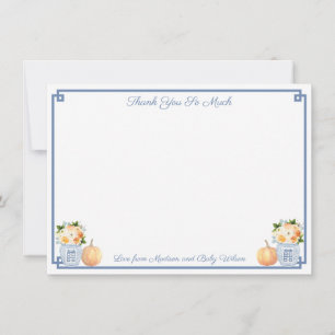 Chinoiserie Chic Pumpkins Florals Wedding Shower Thank You Card