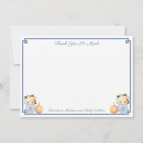 Chinoiserie Chic Pumpkins Florals Wedding Shower Thank You Card
