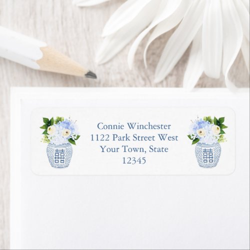 Chinoiserie Chic Spring Floral Return Address Label