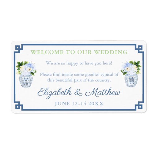 Chinoiserie Chic Welcome To Our Wedding Rectangle Label