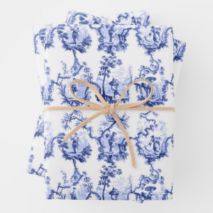 Chinoiserie China Blue Wrapping Paper Sheets