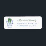 Chinoiserie Christmas Ginger Jar Return Address Label<br><div class="desc">Return address label design with a smart blue and white ginger jar sporting an elegant green bow. Elements handpainted by me in watercolors before being scanned into digital form. To match my Ginger Jar Green Bow range of stationery.</div>