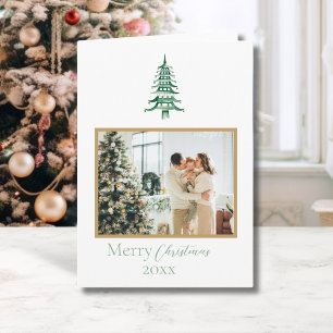 Chinoiserie Christmas Green Pagoda 1-Photo Card