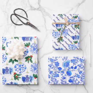 Chinoiserie Christmas Holiday Pattern Wrapping Paper Sheets