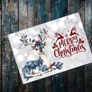 Chinoiserie Christmas Reindeer Merry Christmas Placemat