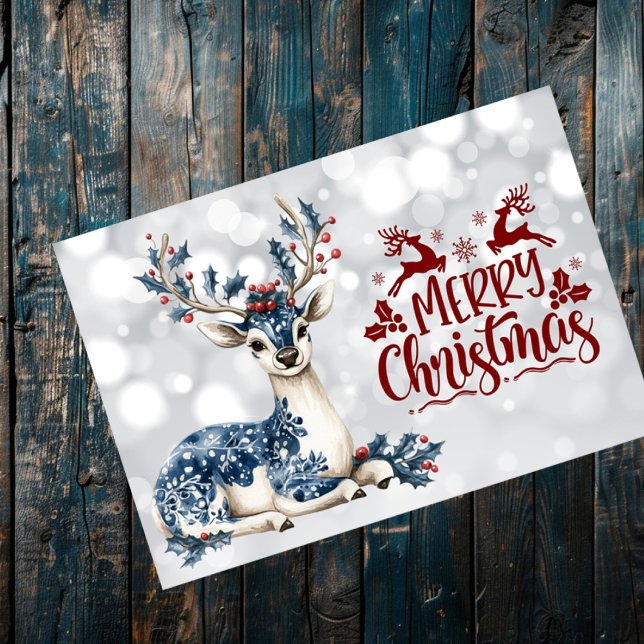Chinoiserie Christmas Reindeer Merry Christmas Placemat (Creator Uploaded)