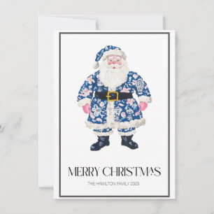 Chinoiserie Christmas Santa Preppy Photo Holiday Card