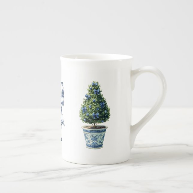 Chinoiserie Christmas Topiary Tree Bone China Mug (Right)