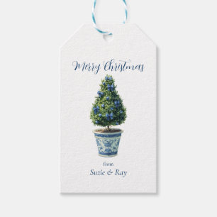 Chinoiserie Christmas Topiary Tree Gift Tags