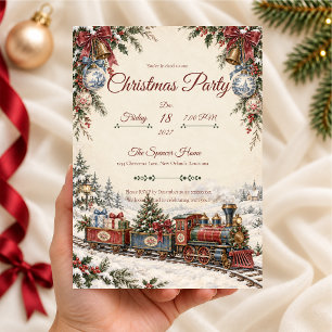Chinoiserie Christmas Train Party Invitation