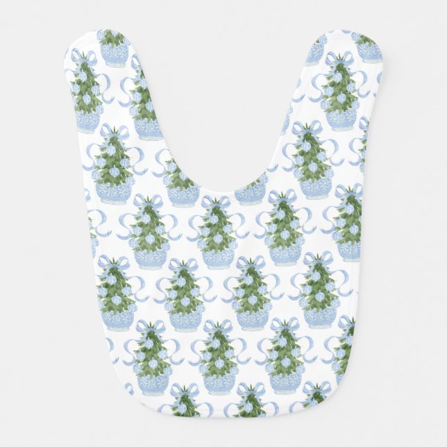 Chinoiserie Christmas Tree Baby Bib (Front)