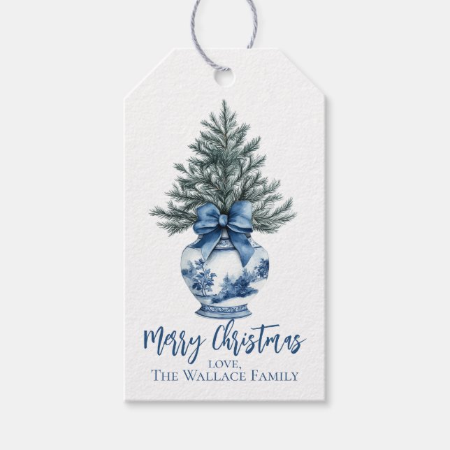 Chinoiserie Christmas Tree, Custom  Gift Tags (Front)