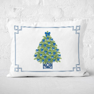 Chinoiserie Christmas Tree Holiday Accent Pillow