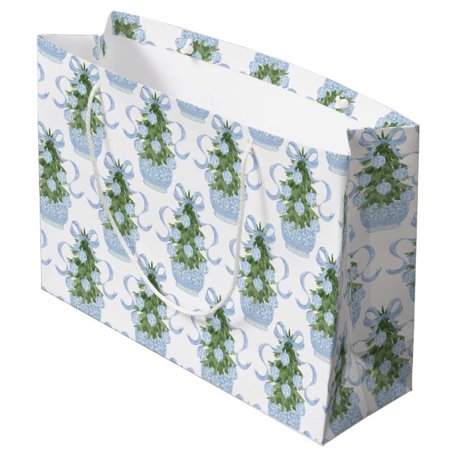 Chinoiserie Christmas Tree Large Gift Bag (Back Angled)