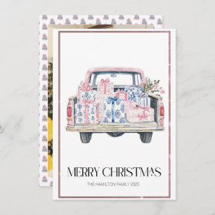Chinoiserie Christmas Truck Preppy Photo Holiday Card