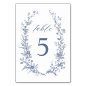 Chinoiserie Classic Blue Floral Wedding Table Number (Front)