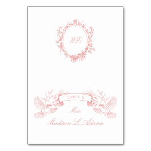 Chinoiserie Classic Pink Birds Foldable Name Card