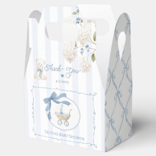 Chinoiserie Coquette carriage Blue Baby Shower Favor Boxes