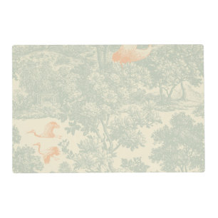 Chinoiserie Crane Toile Botanical Asian Garden Placemat