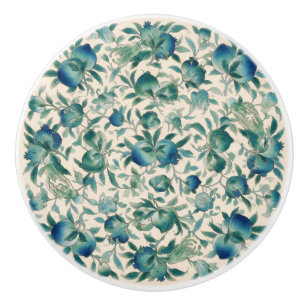 Chinoiserie Cream Blue Green Fruits Chintz Ceramic Knob
