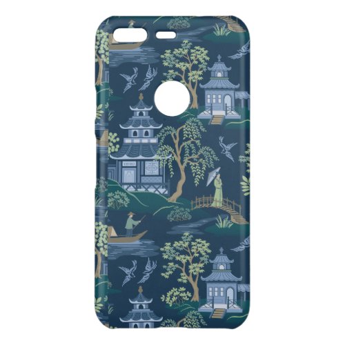 Chinoiserie Dark Blue Pixel Cases