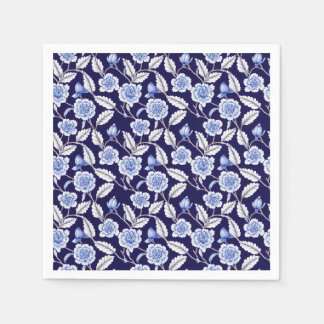 Chinoiserie Delft Blue Floral Porcelain Pattern Napkins