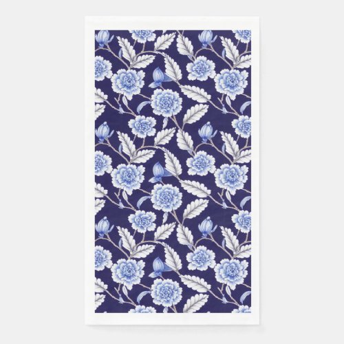 Chinoiserie Delft Blue Floral Porcelain Pattern Paper Guest Towels