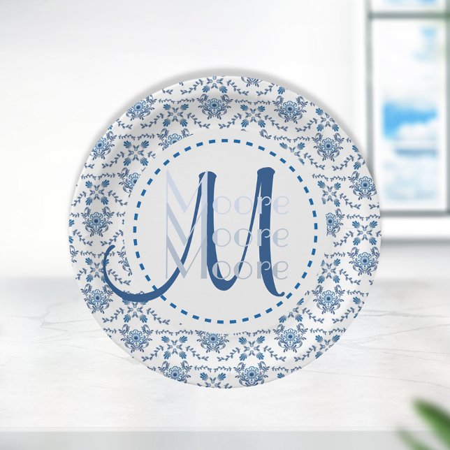 Chinoiserie Delft Blue Pattern•Custom Paper Plates (Creator Uploaded)