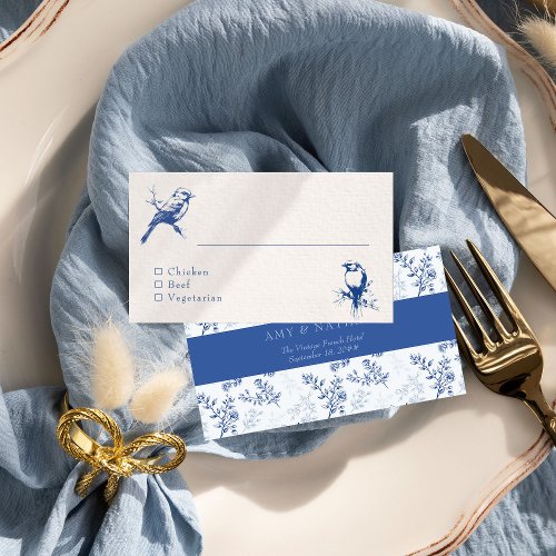 Chinoiserie double_sided Blue Wedding  Place Card